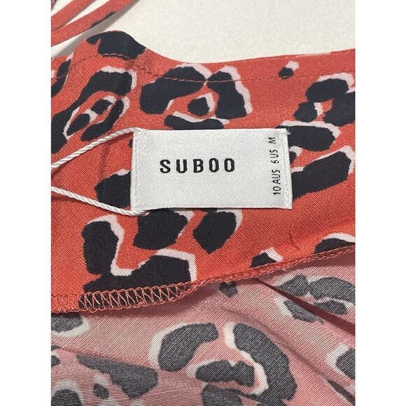 Suboo Zanzibar Bias Cut Cami Cheetah Animal Print Tank Top Coral Pink Medium NWT - Picture 9 of 13